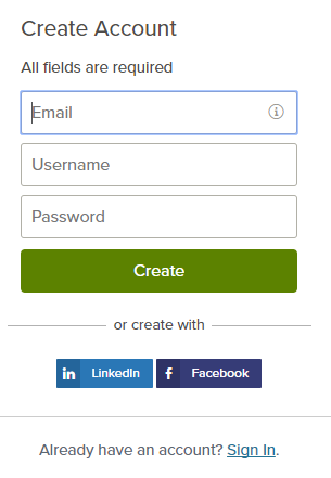 Image of Create a new account form