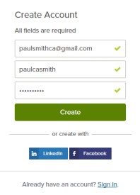 Image of correctly filled Create a new account form