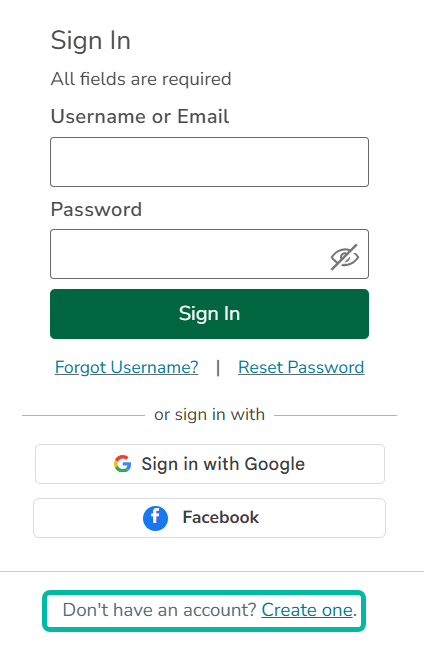 Image of Create a new account form