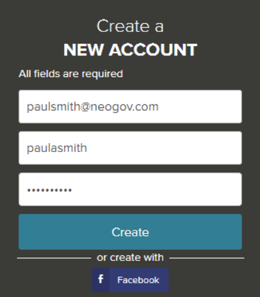 Image of Create a new account form