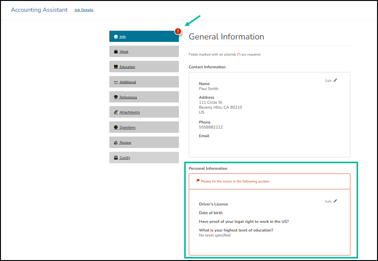 Image of application progress